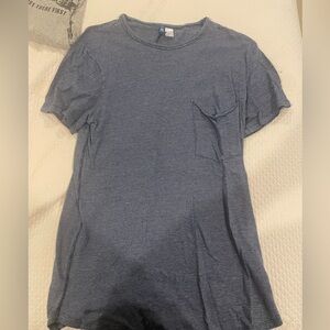 Divided Blue and White Stripe Tee 100% Cotton